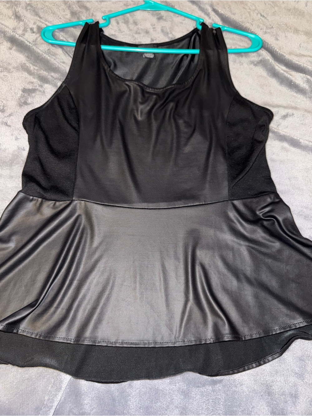 Black Peplum Tank Top Rue 21 XL pleather